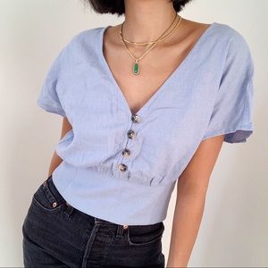 Light blue linen top from Dynamite